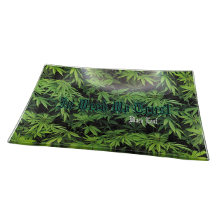 Glas Tablett von Black Leaf® | 255mm x 155mm | Blätter Motiv