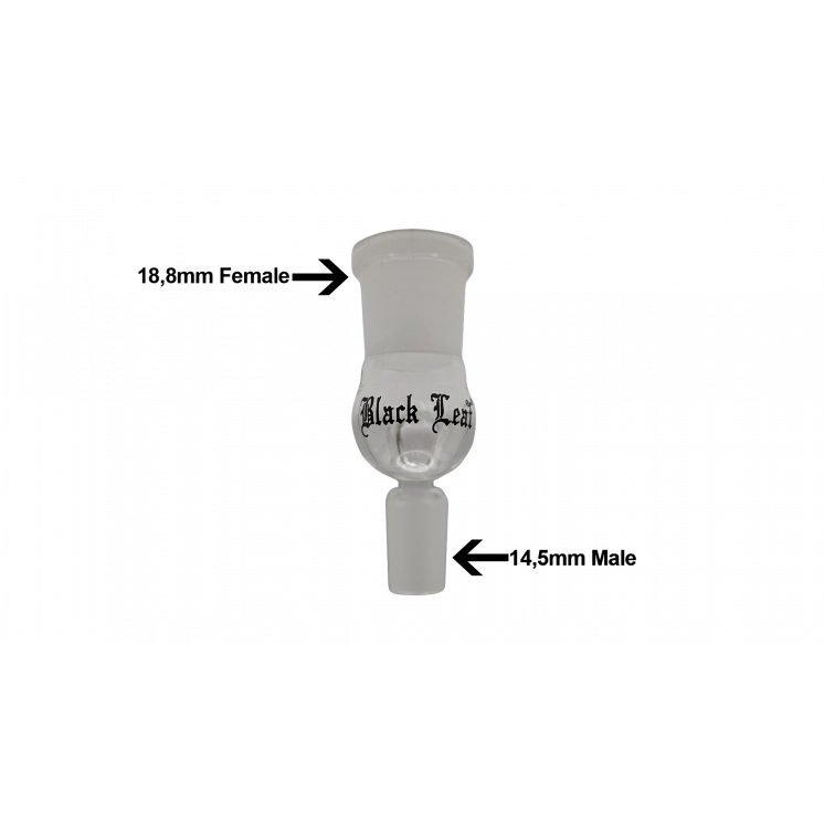 Bongadapter aus Glas | Black Leaf® | 14,5mm zu 18,8mm | Transparent